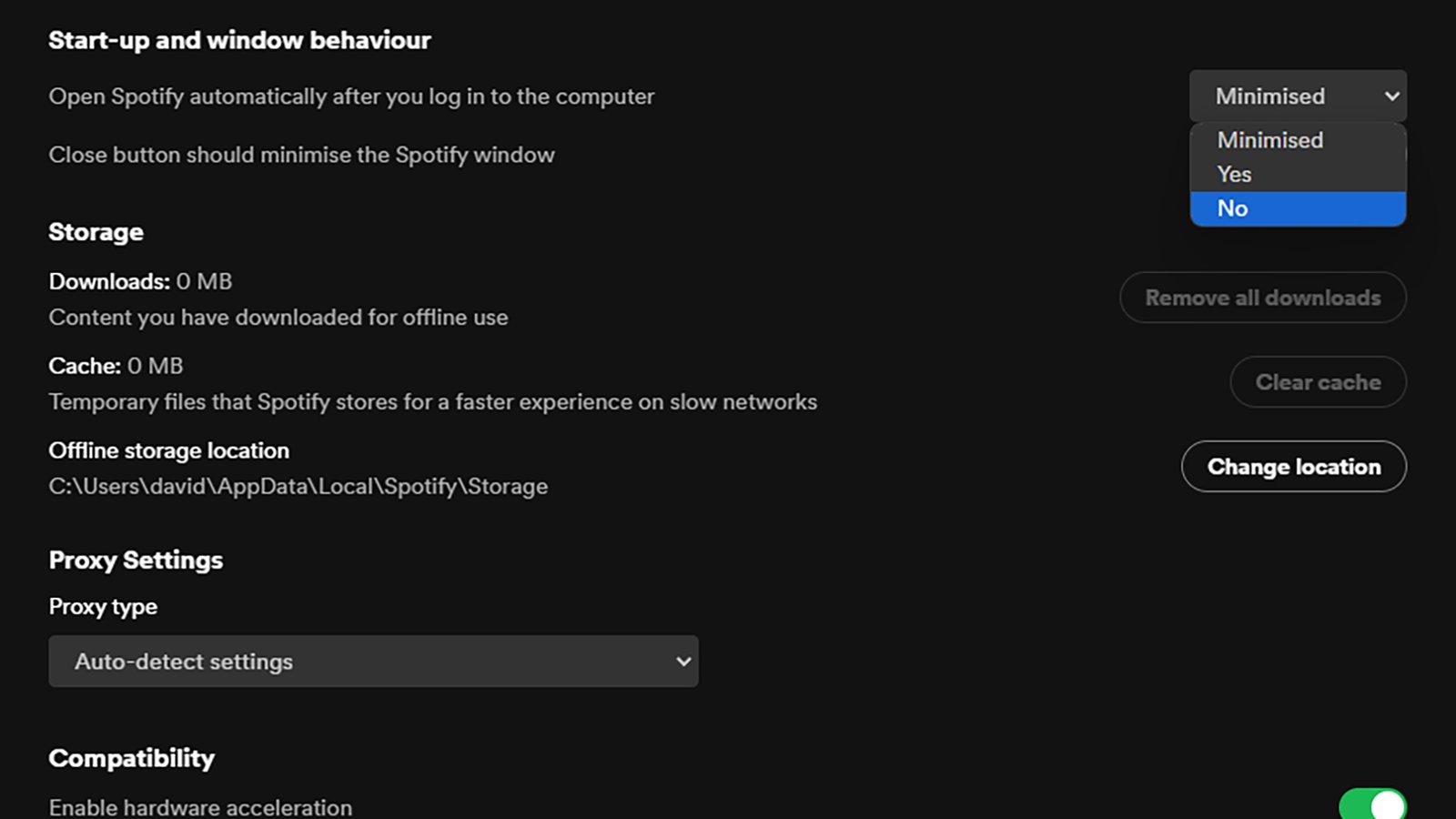 Tùy chọn khởi động Spotify