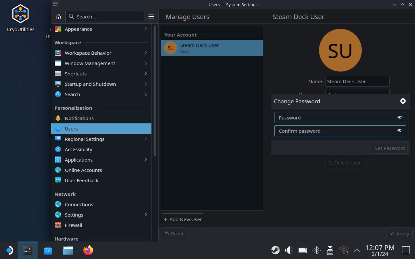 Trường mật khẩu Sudo của Steam Deck