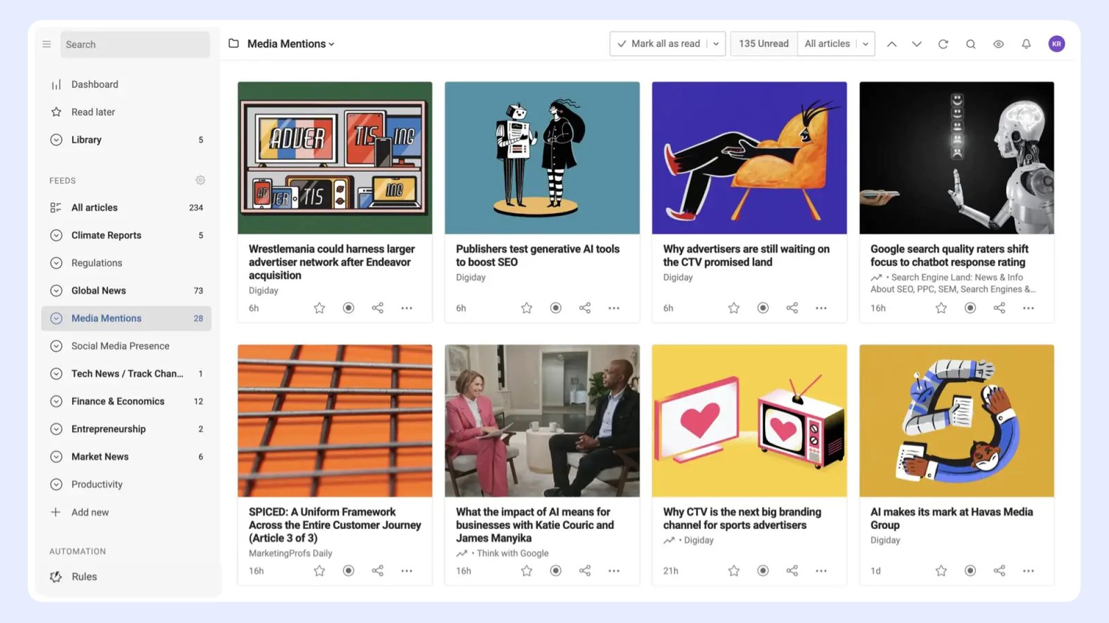 Trình đọc RSS của Inoreader