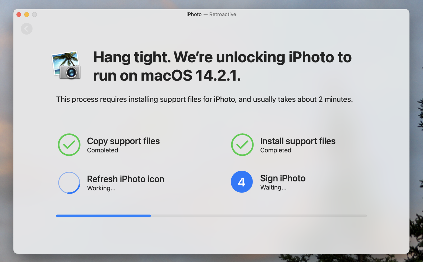 Cập nhật các bản vá lỗi iPhoto để nó có thể chạy trên các hệ thống hiện đại.