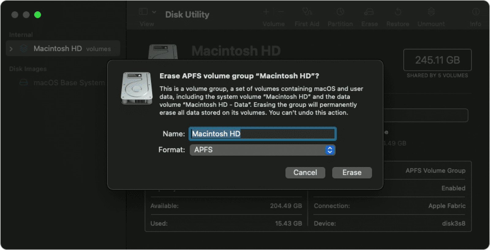 Xóa ổ lưu trữ Mac.