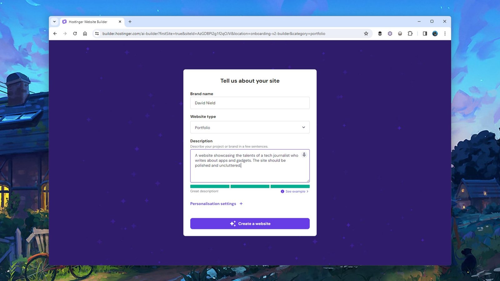 Trình tạo trang web Hostinger
