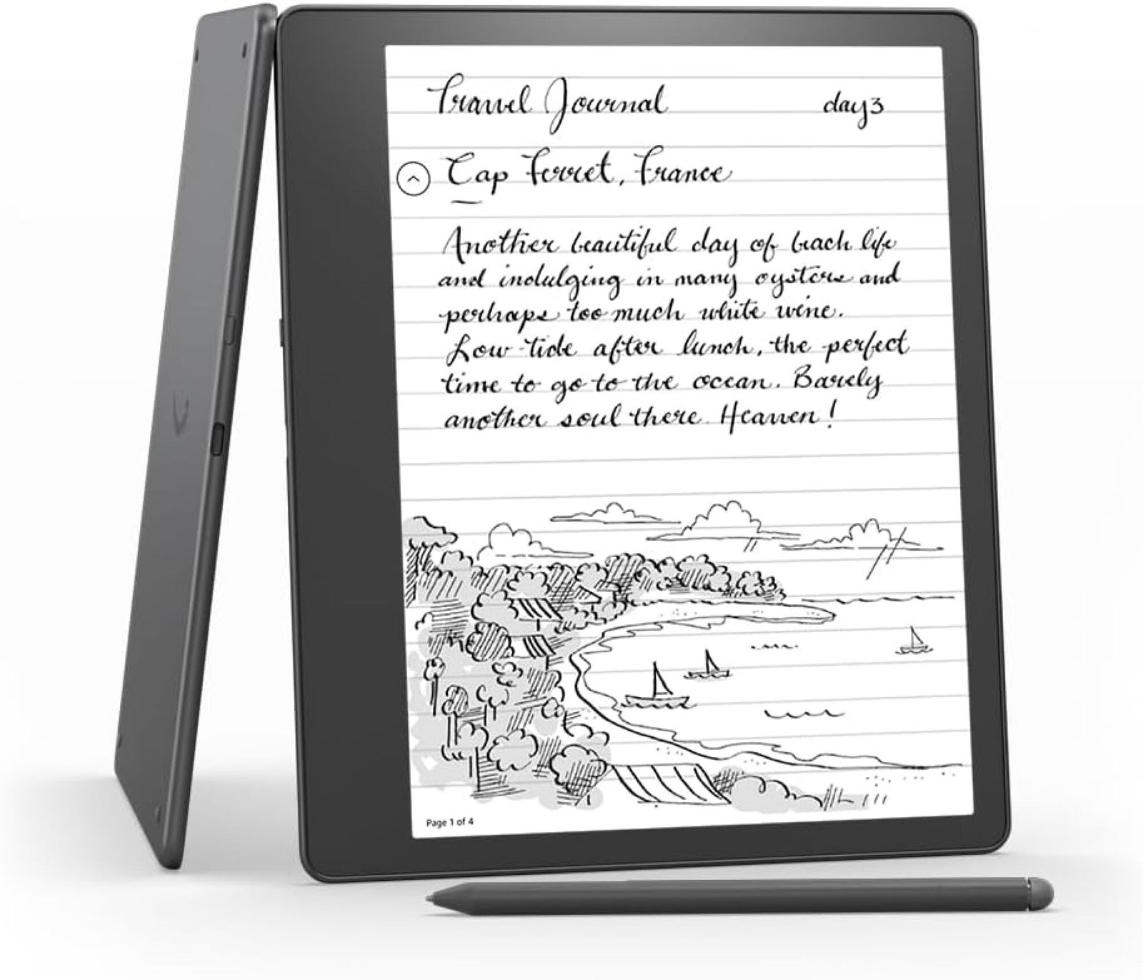 Kindle Scribe với cuốn sổ đang mở